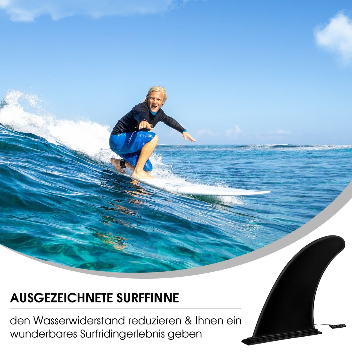 Quilla central única desmontable de 9 pulgadas para tabla de surf y SUP
