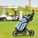 Carro de golf plegable de 3 ruedas con freno, marcador y mango ajustable