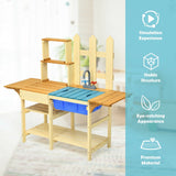 Juego de cocina de juguete de madera para niños al aire libre