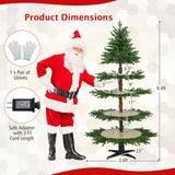Árbol de Navidad giratorio de 1,95 m, árbol de Navidad artificial de 4 niveles con 280 puntas de rama y 220 luces LED