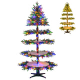 Árbol de Navidad giratorio de 1,95 m, árbol de Navidad artificial de 4 niveles con 280 puntas de rama y 220 luces LED