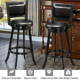 Set of 2 29 Inch Swivel Bar Height Stool Wood Dining Chair Barstool