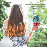Botella de Agua Deportiva de Acero Inoxidable de 44oz con Aislamiento al Vacío, a Prueba de Fugas - Gris