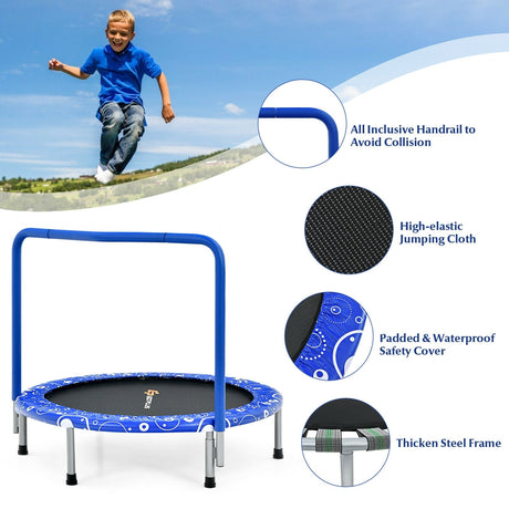 Mini trampolín para niños de 36 pulgadas con barandilla totalmente cubierta