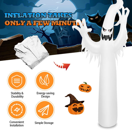 Decoración inflable de Halloween de 12 pies con luces LED integradas