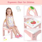 Kids Vanity Princess Makeup Dressing Table Chair Set with Tri-fold Mirror