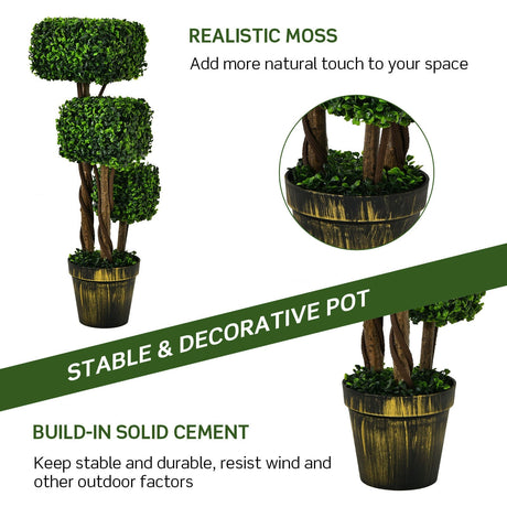 Árbol topiario artificial de boj de 36 pulgadas con protección UV para interiores y exteriores