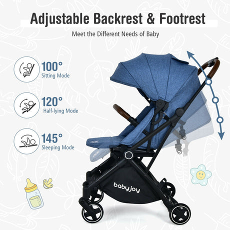 Cochecito de bebé convertible de aluminio 2 en 1 con capota ajustable