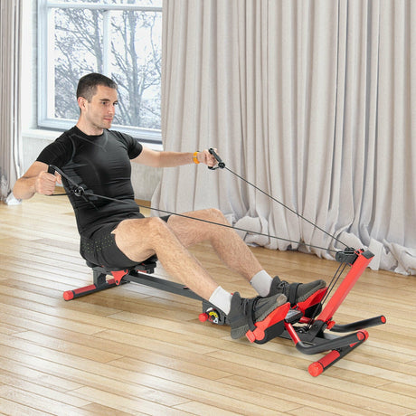 Máquina de remo plegable 4 en 1 con panel de control para gimnasio en casa