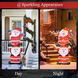 Decoración navideña doble de Papá Noel con luces de cadena y estacas para jardín con LED