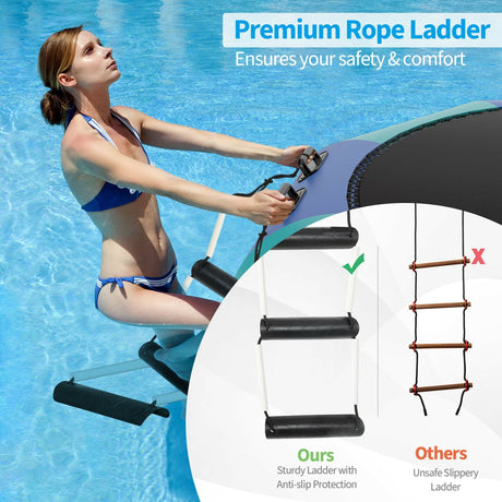 Trampolín Hinchable Acuático de 15 Pies con Colchoneta de Salto y Salpicaduras