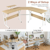 Mesa de escritorio para ordenador en forma de L reversible de 88,5 pulgadas con soporte para monitor