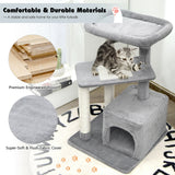 Árbol para gatos con percha y pelota colgante para juego y descanso en interiores