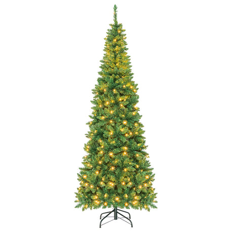 4.5 ft Pre-Lit Premium Hinged Artificial Fir Pencil Christmas Tree with LED Lights