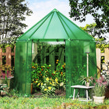 6,5 x 5,6 x 6,2 PIES Invernadero mini portátil para exteriores, casa cálida para invierno con cubierta de PE - Verde