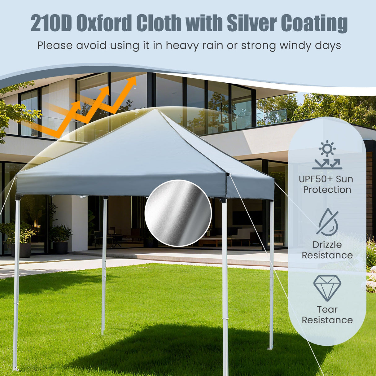 Carpa Plegable de 6.5 x 6.5 FT con 4 Paredes Laterales y Bolsa con Ruedas