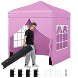 Carpa Plegable de 6.5 x 6.5 FT con 4 Paredes Laterales y Bolsa con Ruedas