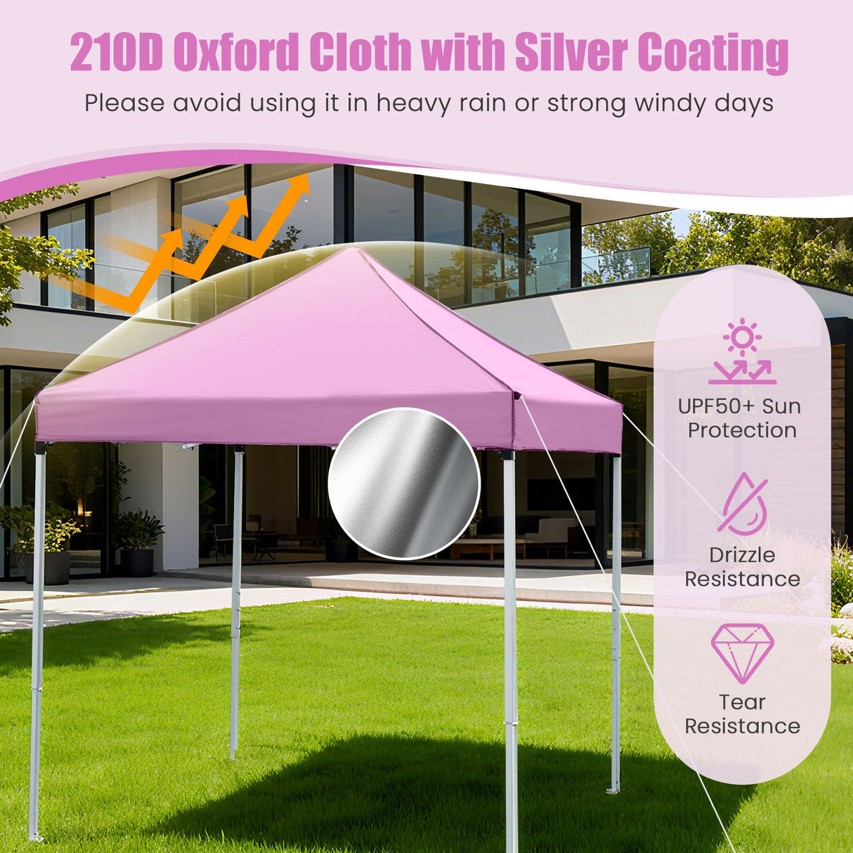 Carpa Plegable de 6.5 x 6.5 FT con 4 Paredes Laterales y Bolsa con Ruedas