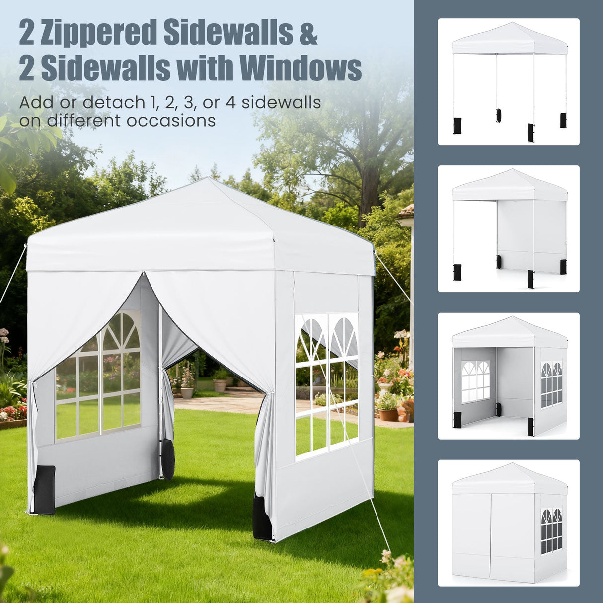 Carpa Plegable de 6.5 x 6.5 FT con 4 Paredes Laterales y Bolsa con Ruedas