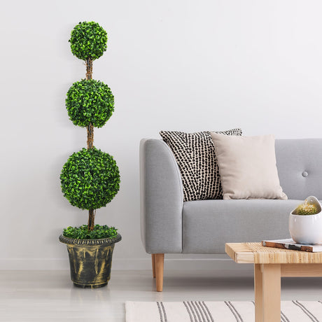 Planta de topiario artificial de bola triple de 4 pies