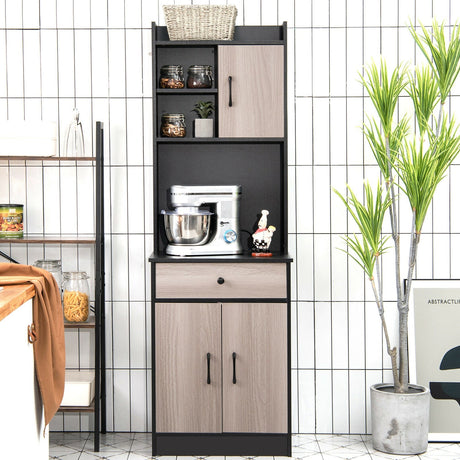 Alacena de cocina de 3 puertas y 71 pulgadas con despensa, bufé, almacenamiento y estante ajustable