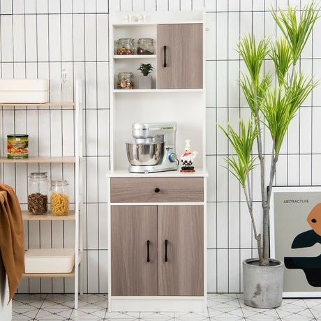 Alacena de cocina de 3 puertas y 71 pulgadas con despensa, bufé, almacenamiento y estante ajustable