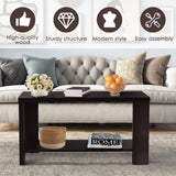 Rectangular Cocktail Coffee Table with Storage Shelf
