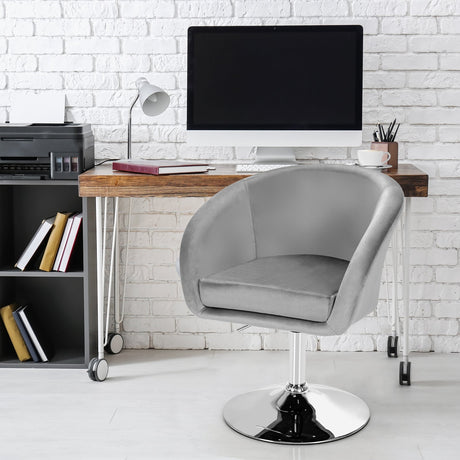 Taburete de Maquillaje Giratorio 360 Grados Silla Decorativa con Respaldo Redondo y Base Metálica