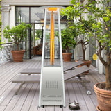 Calentador de Patio Piramidal de Acero Inoxidable de 42 000 BTU con Ruedas
