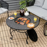 Mesa de comedor con brasero de patio de 35.5 pies con parrilla para barbacoa