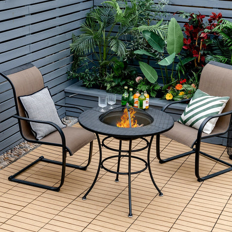 Mesa de Comedor con Brasero para Patio de 31.5 Pulgadas con Rejilla para Barbacoa
