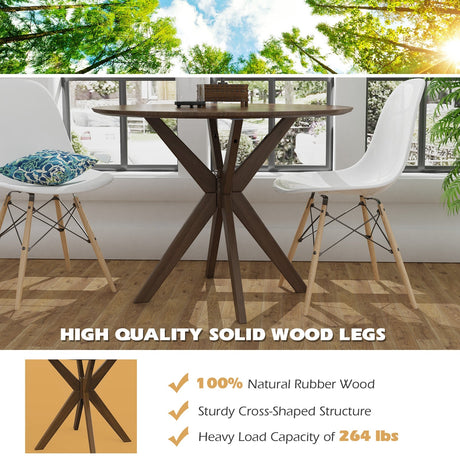 Mesa de comedor redonda de madera de 36 pulgadas con base de pedestal entrelazada