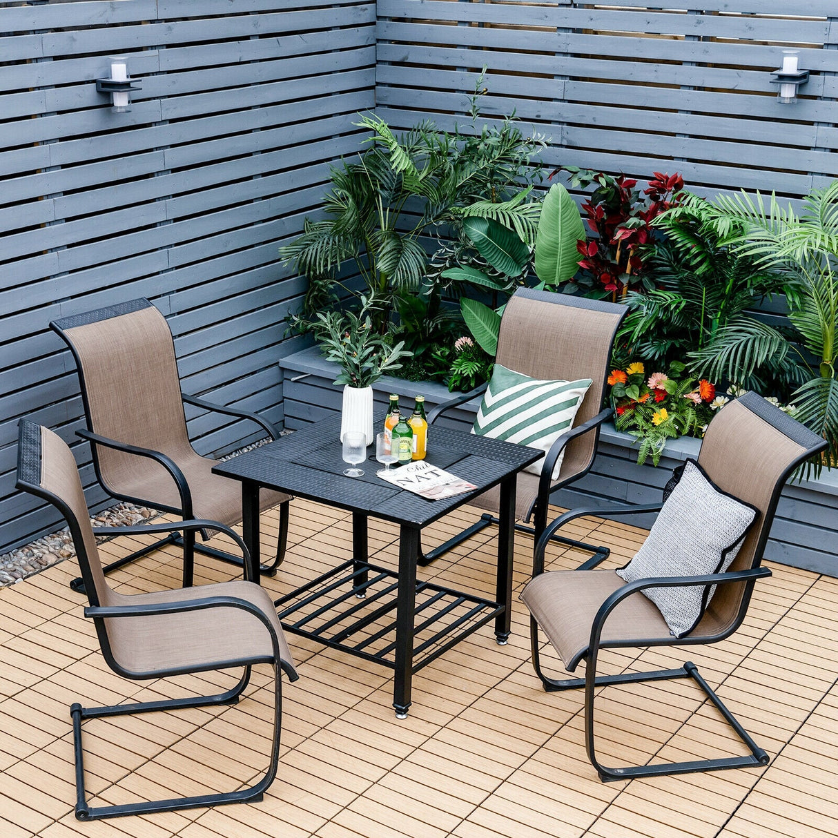 Mesa de comedor para brasero de exterior de 31 pulgadas con parrilla para barbacoa