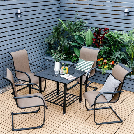 Mesa de comedor para brasero de exterior de 31 pulgadas con parrilla para barbacoa
