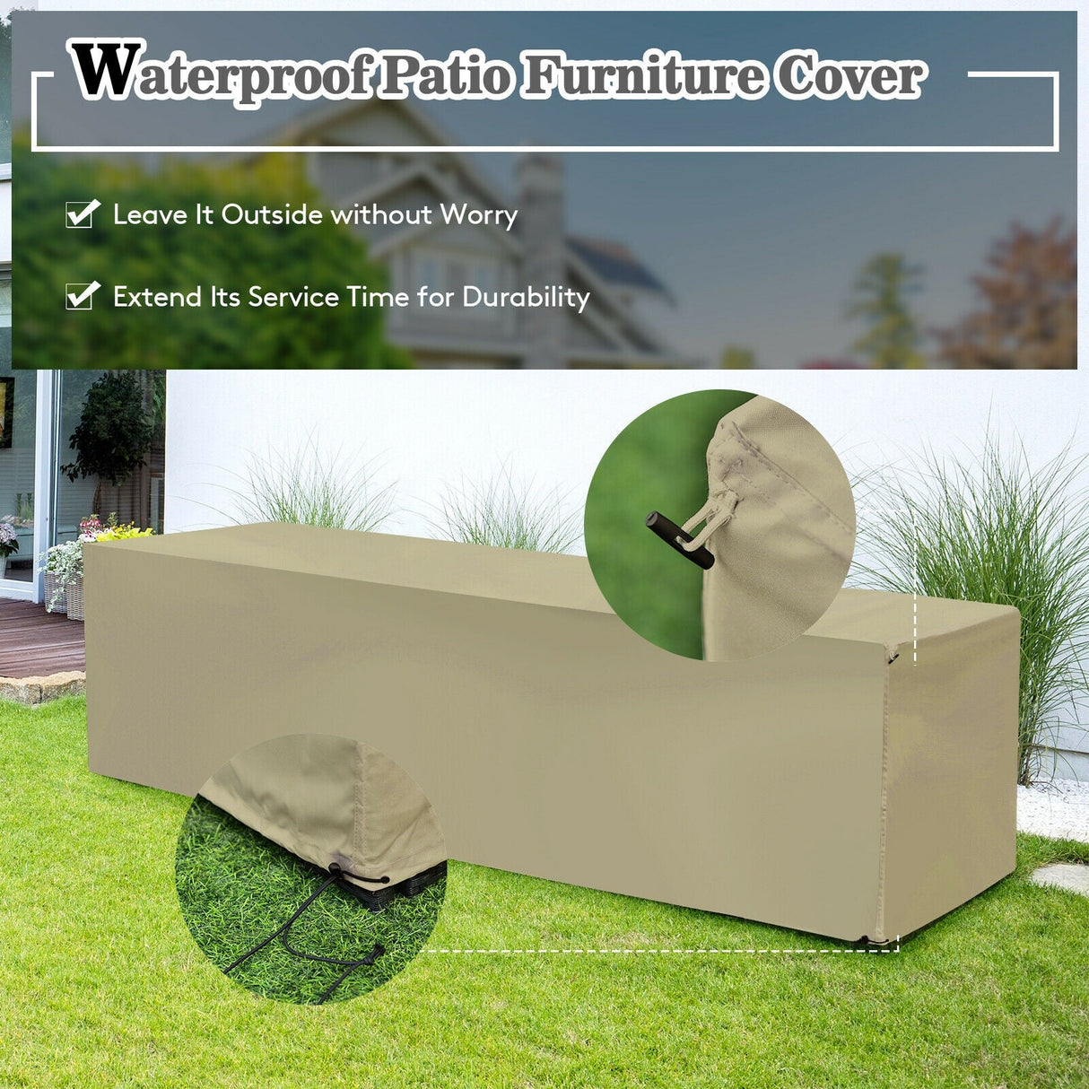 Juego de Muebles de Patio de Ratán de 8 Piezas con Funda Impermeable y Cojines