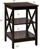 3-Tier X-Design Nightstands with Storage Shelves for Living Room Bedroom