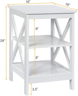 3-Tier X-Design Nightstands with Storage Shelves for Living Room Bedroom