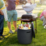 9.5 Gallon 4-in-1 Patio Rattan Cool Bar Cocktail Table Side Table
