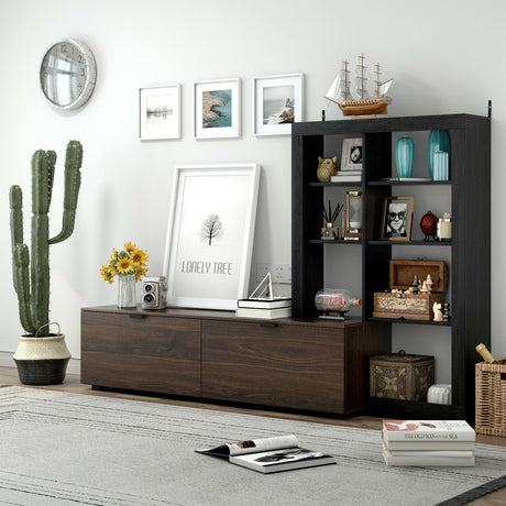 Mueble de TV 2 en 1 con estantería de 4 niveles para televisores de hasta 50 pulgadas