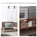Mueble convertible 2 en 1 de madera para dormitorio infantil con barandillas de seguridad