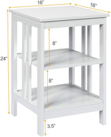 2 Pieces 3-Tier Nightstand with Reinforced Bars and Stable Structure
