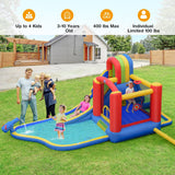 Castillo Inflable para Niños con Tobogán, Escalada, Parque Acuático, Piscina, sin Soplador