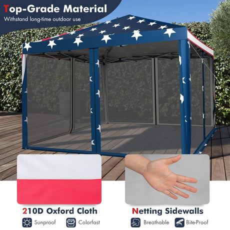 Carpa Toldo Plegable Instantáneo de 3 m x 3 m Fácil de Montar con Mosquitera