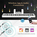 Piano eléctrico plegable de 88 teclas con luces, teclado portátil de tamaño completo MIDI