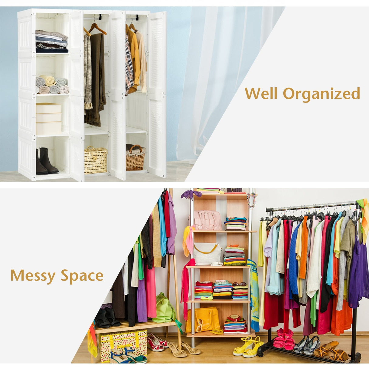 Organizador Plegable de Ropa para Armario con 8 Compartimentos
