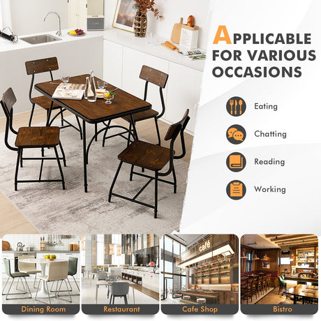 2 Pieces Modern Dining Room Side Chairs with Metal Frame-Brown