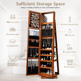360° Rotatable 2-in-1 Lockable Jewelry Cabinet with Full-Length Mirror