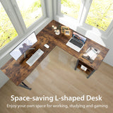 Industrial L-Shaped Corner Computer Desk Office Workstation with Storage Shelves