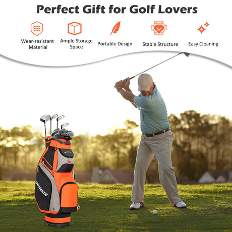 Bolsa de golf de 10.5 pulgadas con 14 divisiones y 7 bolsillos con cremallera