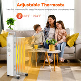 Calentador espacial de aceite de 1500W con ruedas universales y 3 niveles de calor-Blanco